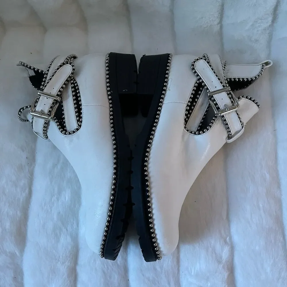 Sergio Todzi GF0707 white studded ankle boots with adjustable buckle str…